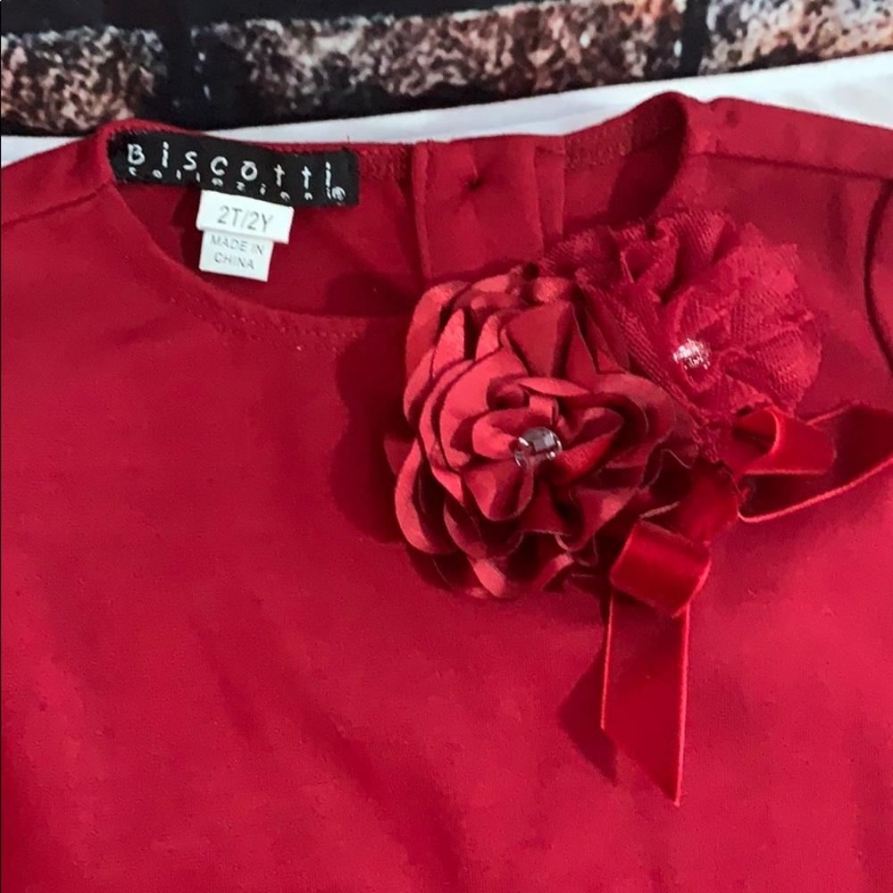 Biscotti Red Floral Ponte Dress 2T - Picture 3 of 6